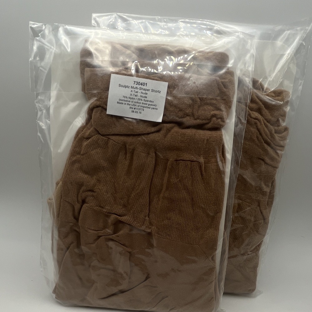 Lot‎ of 2 Sculptz Multi-Shaper Shortz Shapewear Shorts Nude Color, Size X-Tall